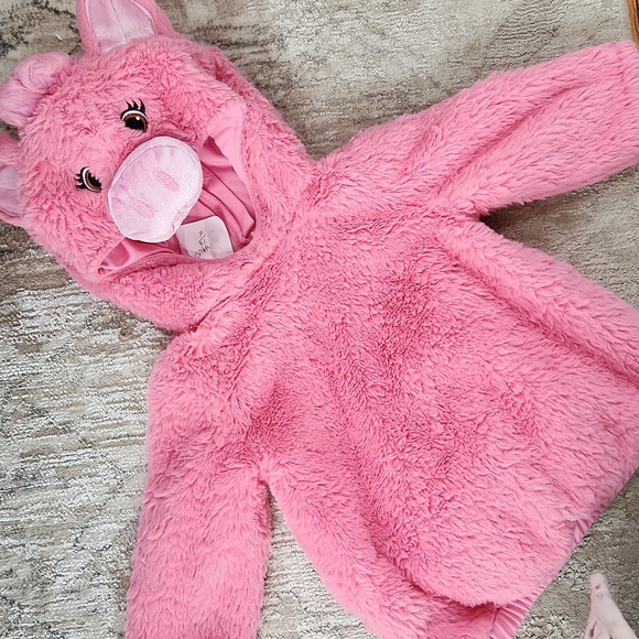Pink Fuzzy Pig Hoodie, size 6-12 months - Picture 1 of 7